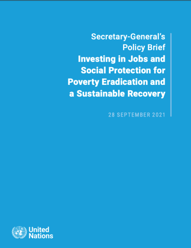 Cover Secretary-General's Policy Brief: Investing in Jobs and Social Protection for Poverty Eradication and a Sustainable Recovery